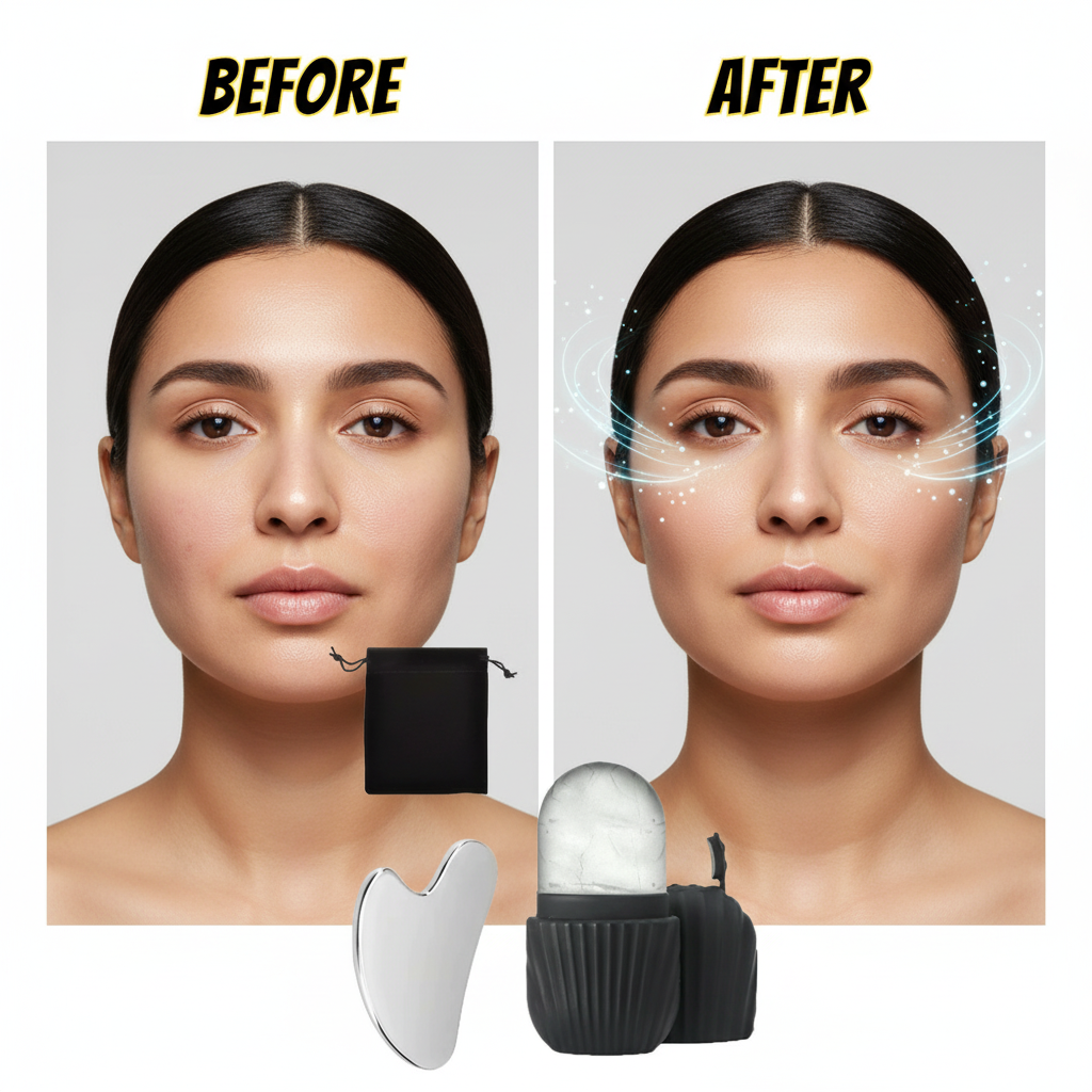 1/3PCS Ice Face Roller Stainless Steel Gua Sha Board Set Facial Massager Face Massage Roller Face Lifting Beauty Skin Care Tools